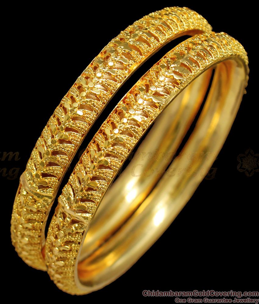 BR1287-2.4 Size Unique Handmade One Gram Gold Bangles For Women 