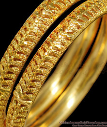 BR1287-2.8 Size Unique Handmade One Gram Gold Bangles For Women 