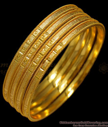 BR1289-2.8 Size Set Of Four Bangles Gold Plated Trendy Collection For Womens 