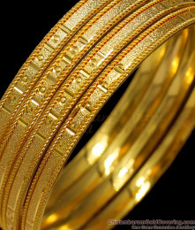BR1289-2.8 Size Set Of Four Bangles Gold Plated Trendy Collection For Womens 