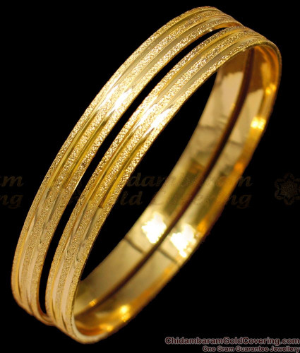 BR1290 2.10 Size Sparking Plain One Gram Gold Plated Bangles For