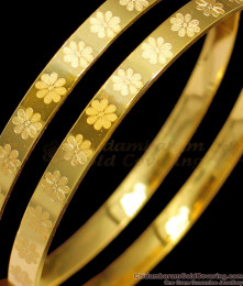 BR1295-2.8 Attractive Flower Design One Gram Gold Bangle Designs For Ladies
