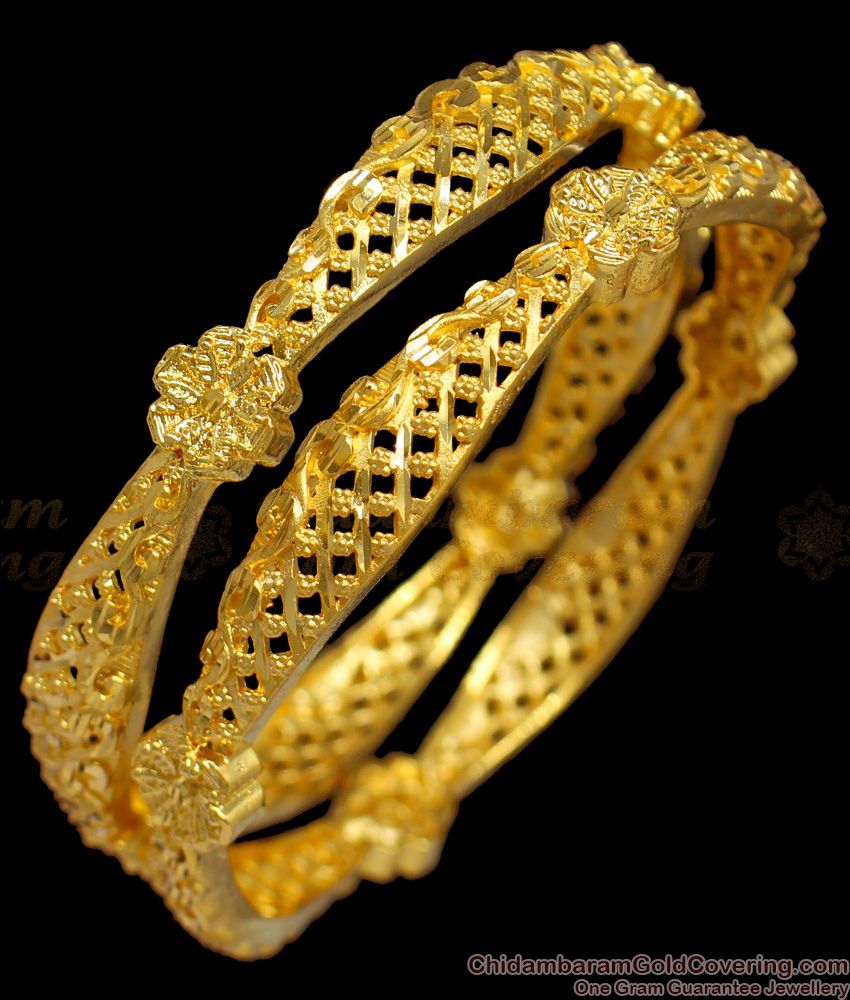 BR1298-2.6 Flower Broad Zig Zag Cruvy Model Gold Forming Bridal Bangle Collections