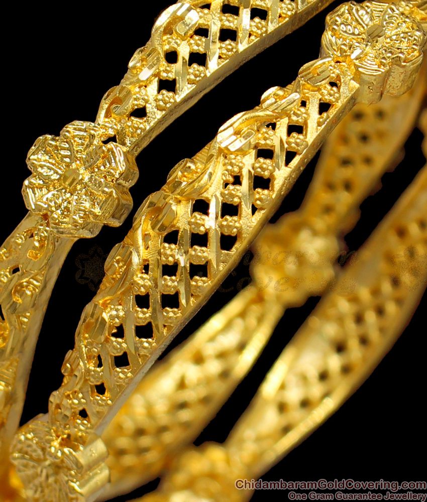 BR1298-2.6 Flower Broad Zig Zag Cruvy Model Gold Forming Bridal Bangle Collections