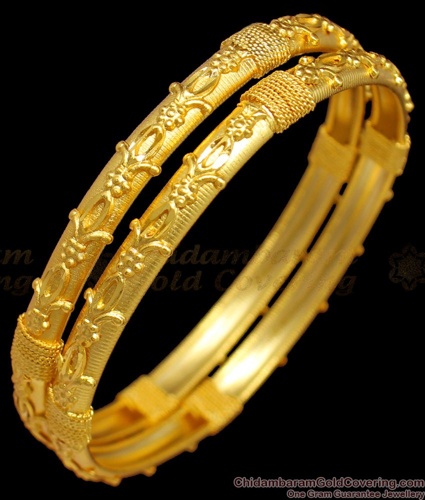 BR1302-2.10 Mullaipoo Design Gold Forming Bangles For Ladies Party Wear