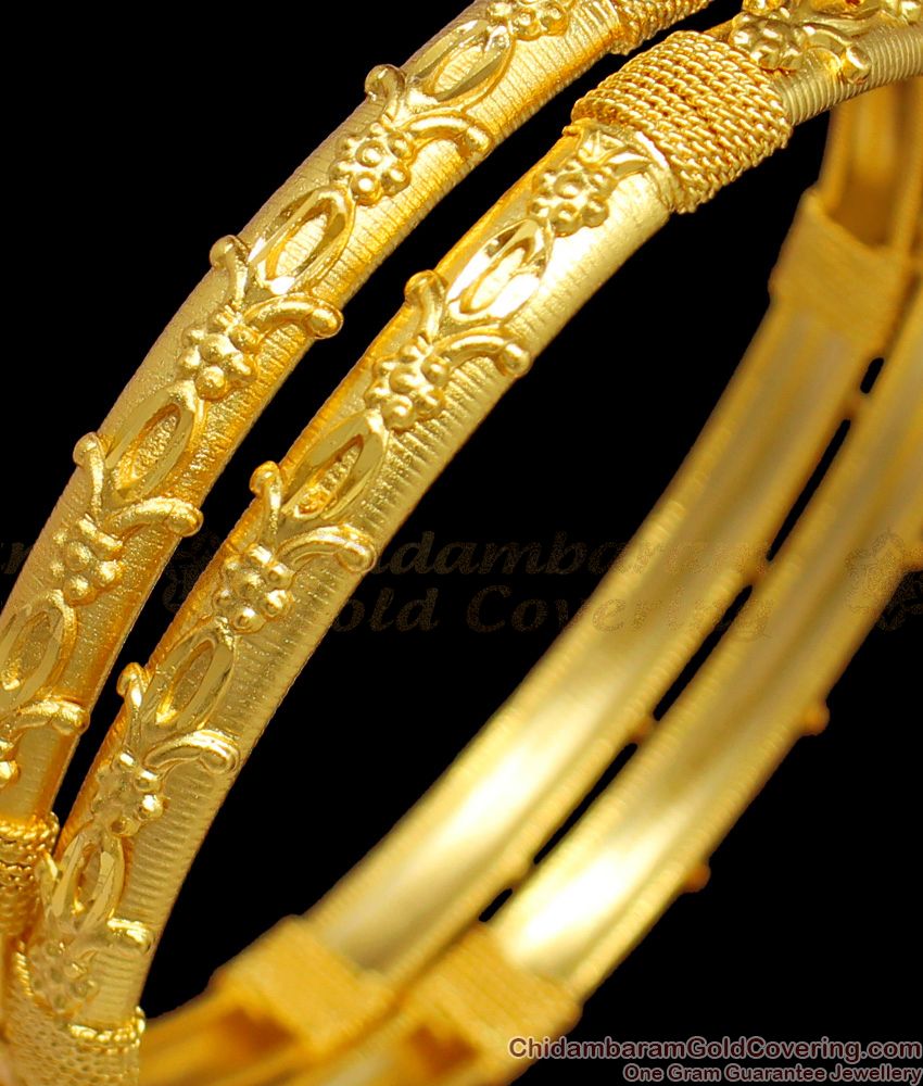 BR1302-2.4 Mullaipoo Design Gold Forming Bangles For Ladies Party Wear