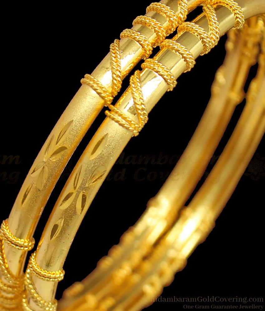 BR1303-2.10 Forming Gold Plain Bangles Collection For College Girls