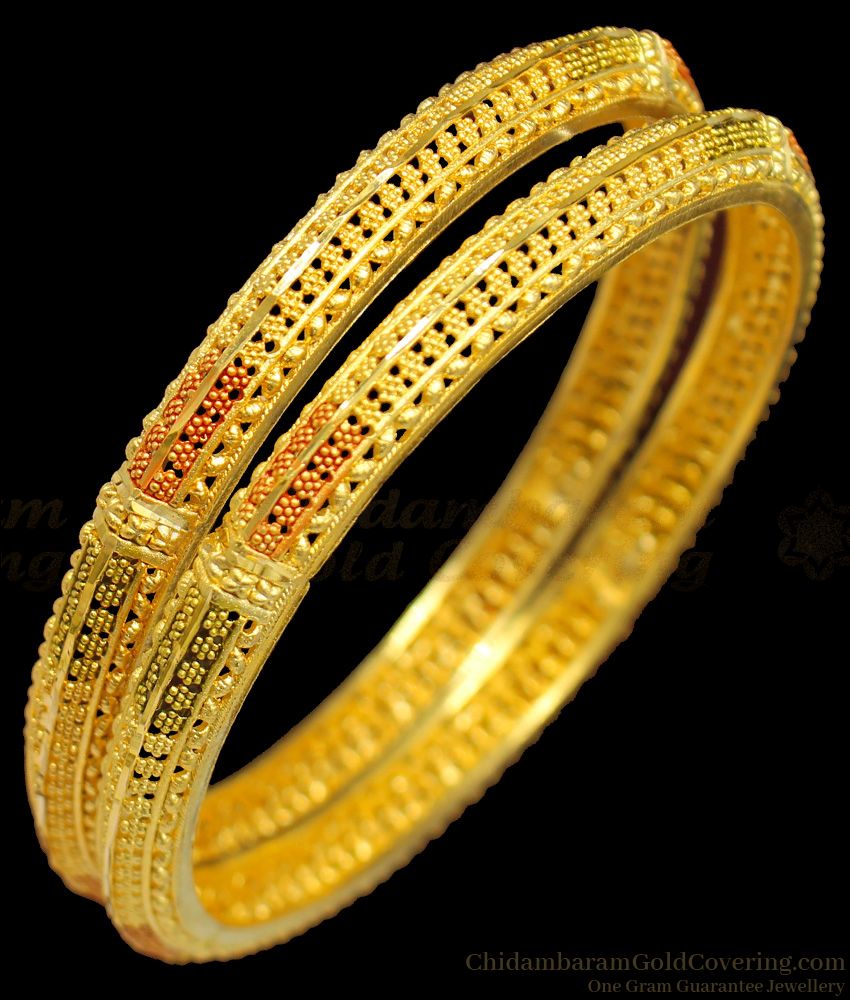 BR1304-2.10 Premium Forming Enamel Pattern Gold Imitation Bangles For Marriage Functions