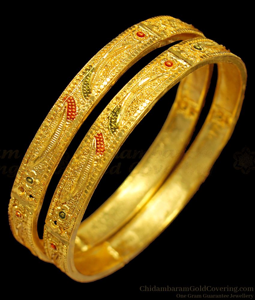 BR1307-2.6 Festival Special Collection Enamel Forming Gold Bangles For Ladies