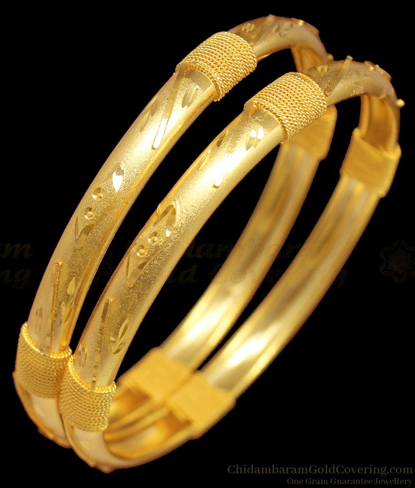 BR1309-2.8 Ethnic Design Gold Forming Set Of Two Bangles For Ladies Daily Use