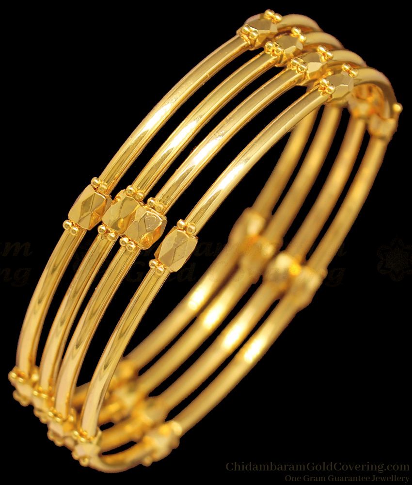BR1318-2.4 Dazzling Set Of Four Party Wear Collection Gold Plated Bangles For Ladies