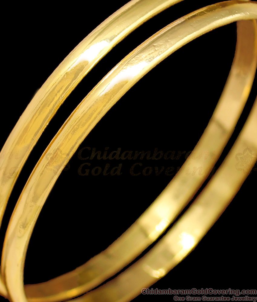 BR1328-2.4 Pure Impon Plain Gold Set Of Two Bangles Collection For Daily Use