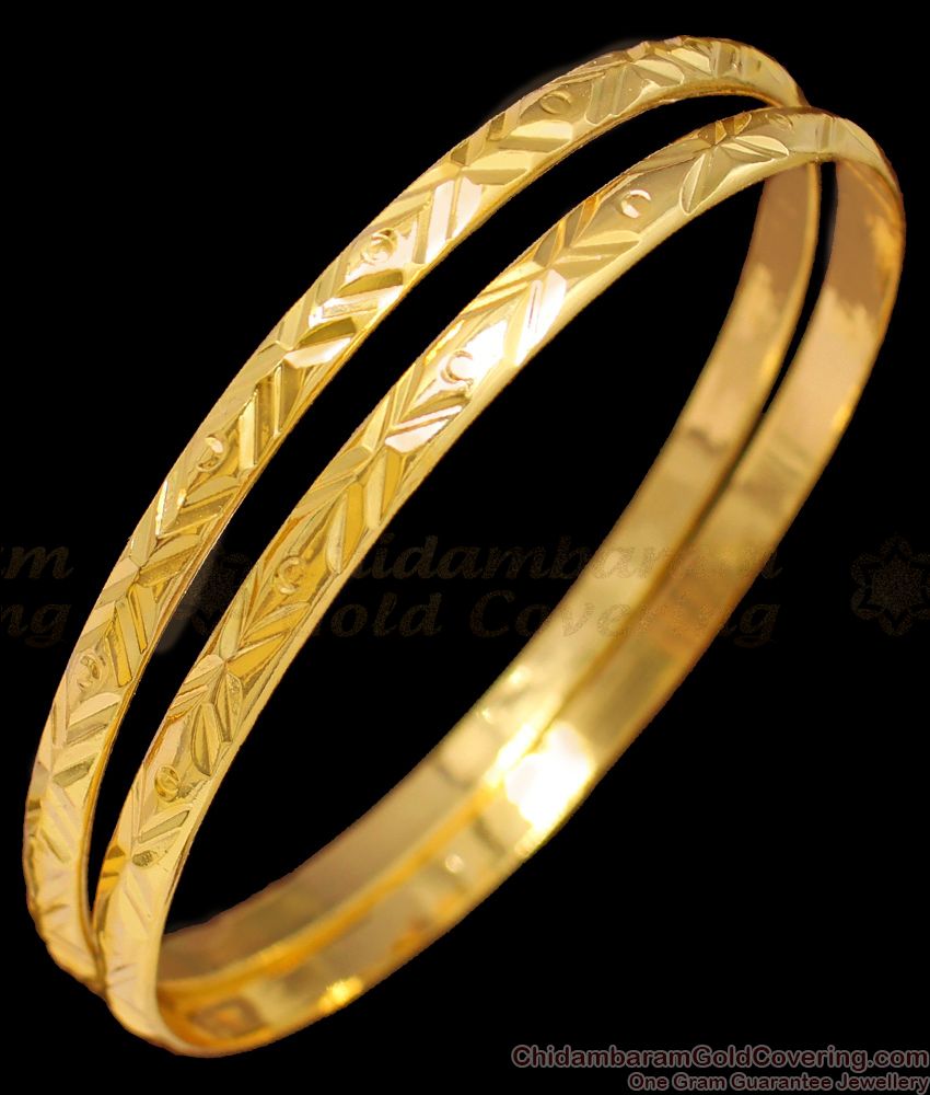 BR1330-2.8 Original Impon Gold Inspired Light Weight Thin Bangles For Special Occasions