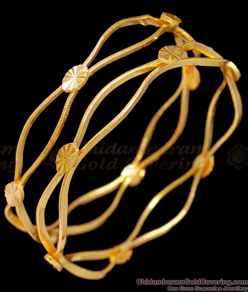 BR1333-2.2 Curvy Zig Zag Party Wear Design Gold Plated Bangles Collection Online