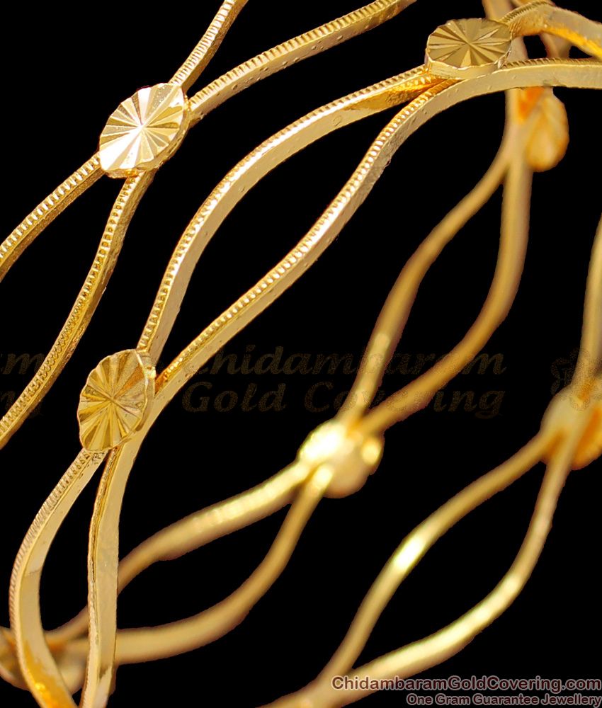 BR1333-2.6 Curvy Zig Zag Party Wear Design Gold Plated Bangles Collection Online