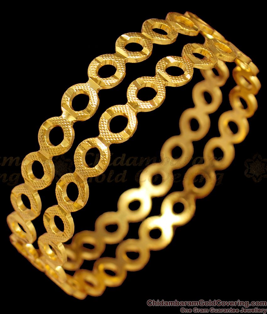 BR1336-2.10 Fancy Circle Pattern Gold Plated Bangles Collection Season Sale