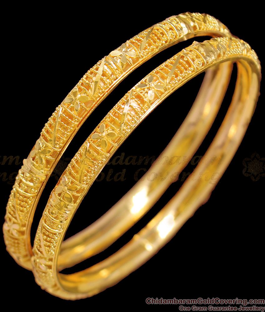 BR1338-2.4 Wonderful Gold Imitation Occasional Wear Bangles Flower Model New Collections