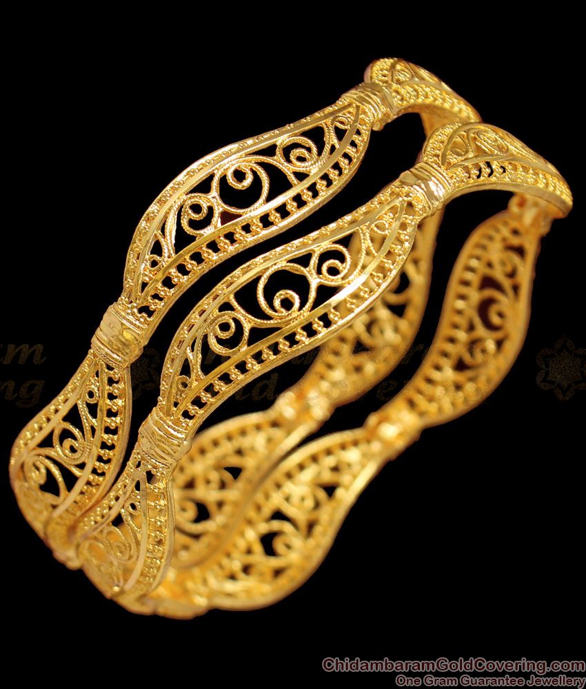 BR1343-2.8 Creative Pattern Real Gold Bangles Party Wear Best Collections