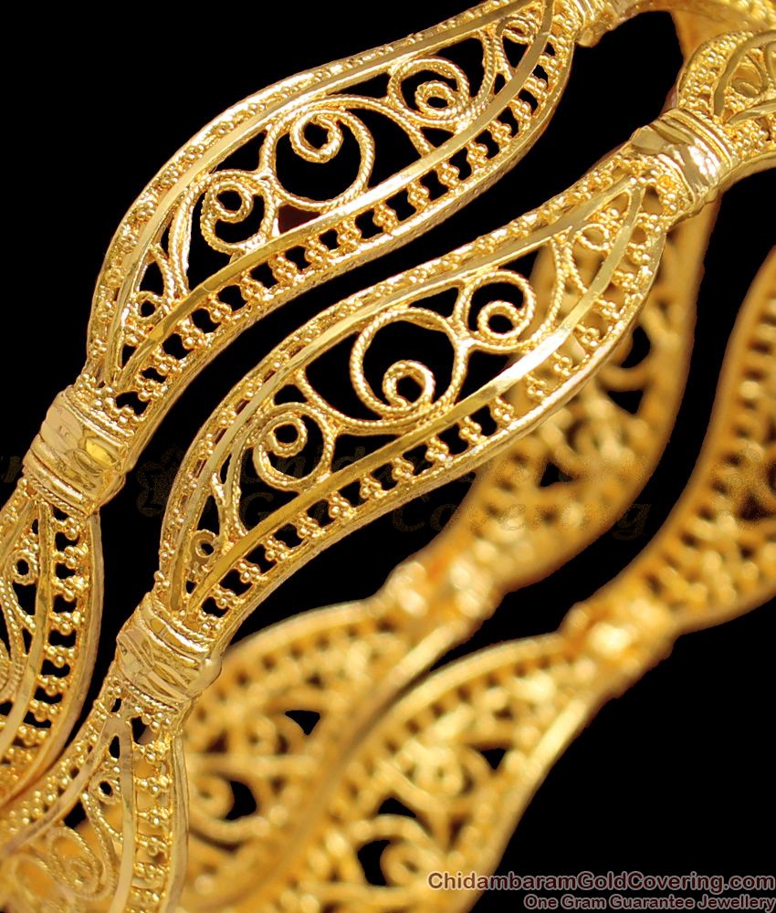 BR1343-2.8 Creative Pattern Real Gold Bangles Party Wear Best Collections