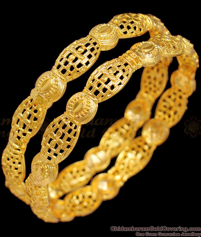 BR1344-2.4 Grand Shinning Flower Net Pattern Set Of Two Bangles For Marriage