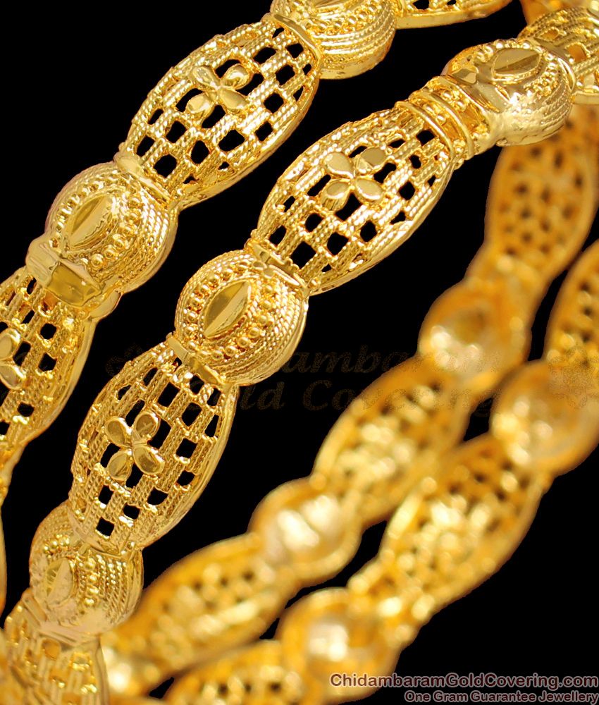 BR1344-2.4 Grand Shinning Flower Net Pattern Set Of Two Bangles For Marriage