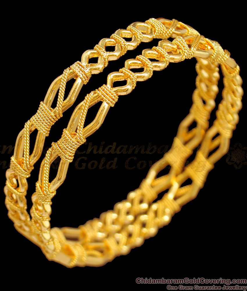BR1350-2.6 Thin Kerala Design Gold Imitation Jewelry Traditional Bangles