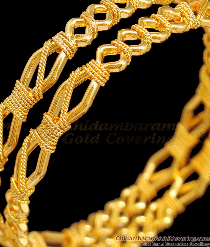 BR1350-2.4 Thin Kerala Design Gold Imitation Jewelry Traditional Bangles