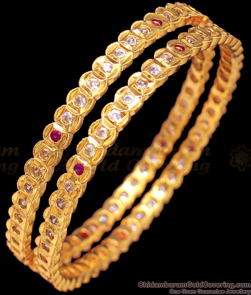 BR1353-2.10 Trendy Thin Five Metal Bangles Collection For Traditional Wear Impon Design