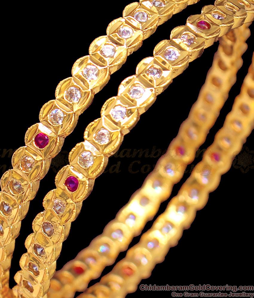 BR1353-2.4 Trendy Thin Five Metal Bangles Collection For Traditional Wear Impon Design