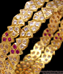 BR1354-2.10 Impon Traditional Multi Stone Panchaloga Design Thick Impon Bangles