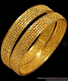 BR1355-2.10 South Indian Unique Bangle Design Real Gold Tone Jewelry