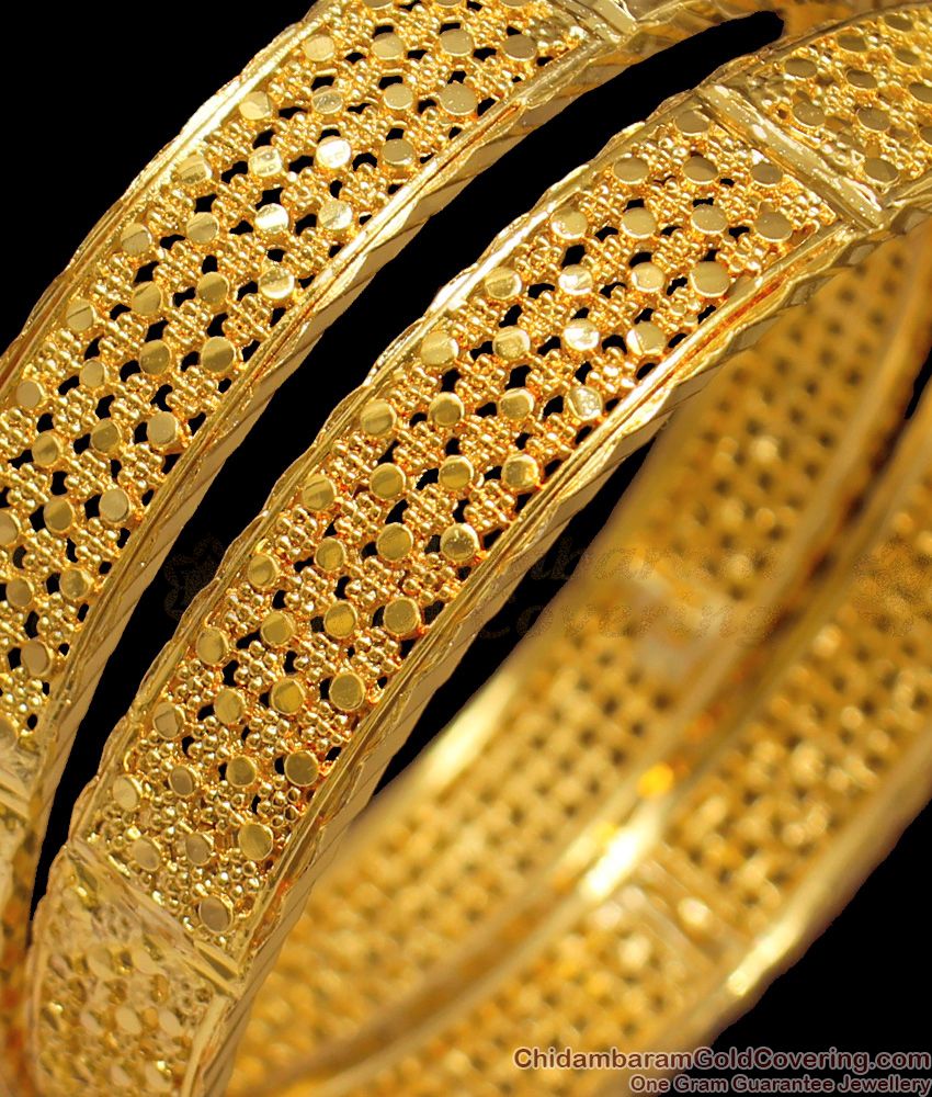 BR1355-2.4 South Indian Unique Bangle Design Real Gold Tone Jewelry