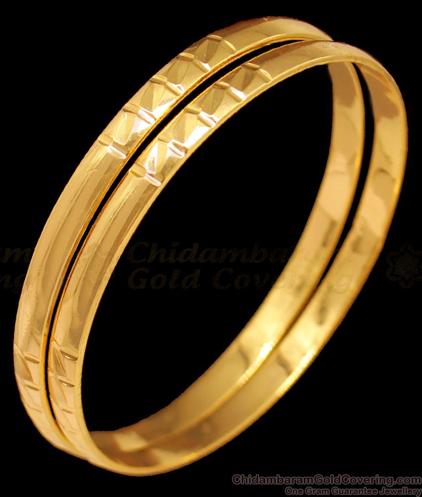 BR1359-2.4 Original Impon Gold Inspired Light Weight Thin Bangles For Special Occasions