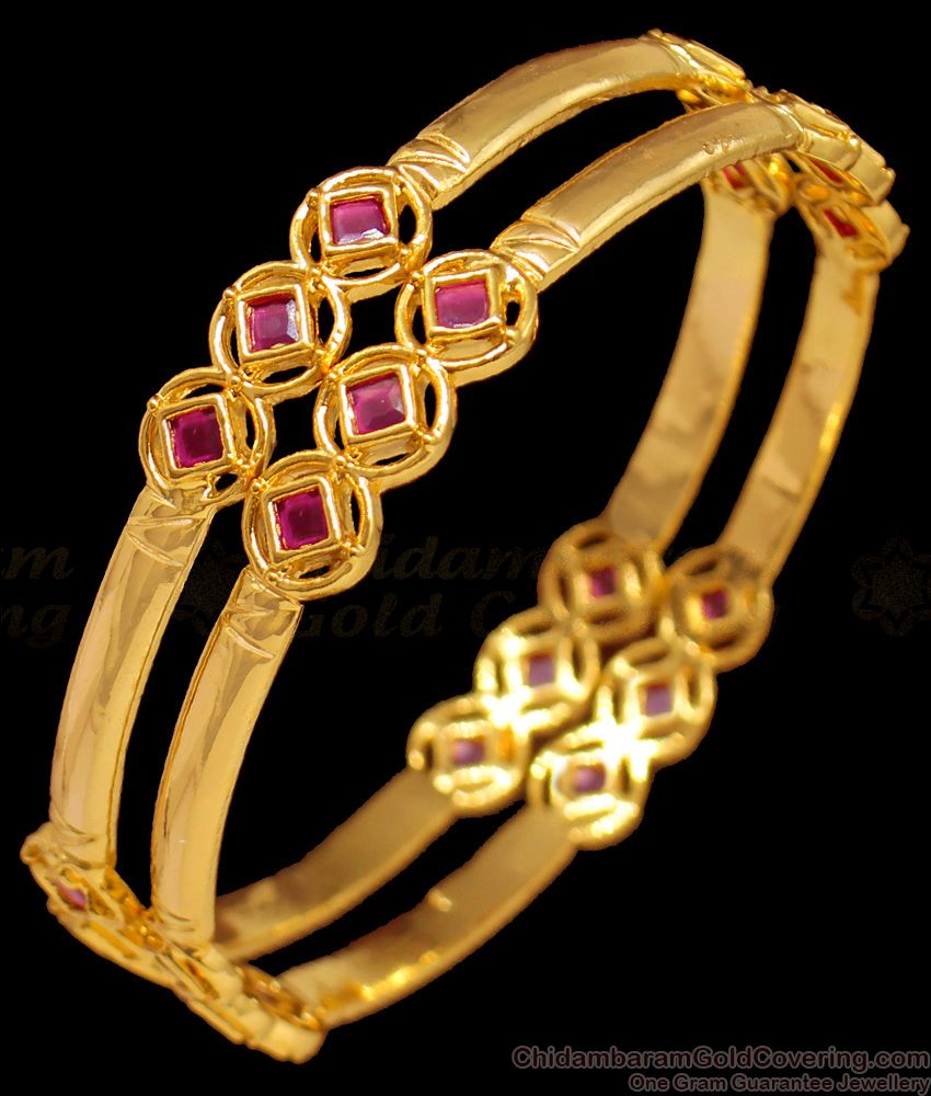 BR1361-2.4 Original Impon Ruby Stone Design Gold Bangle Collection First Quality