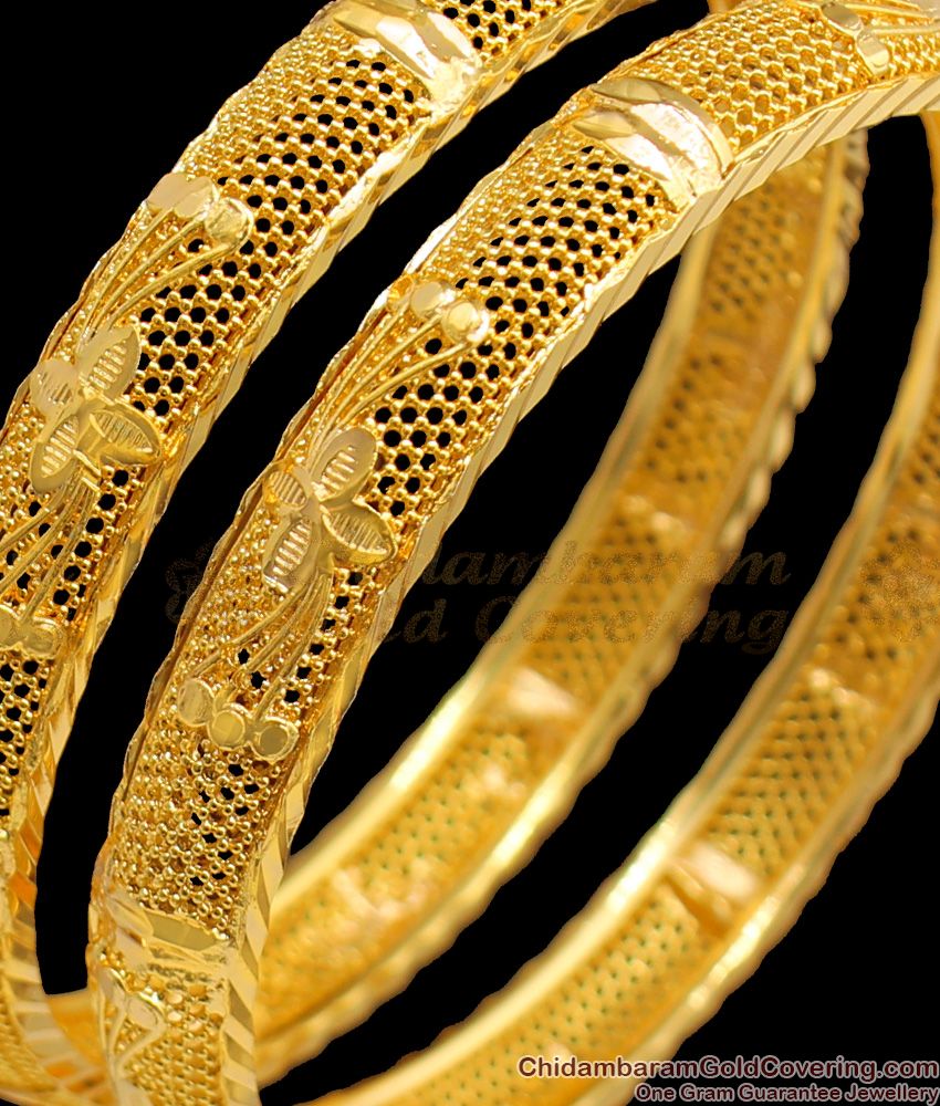 BR1372-2.4 Bridal Design Light Weight Gold Plated Set Bangles Collection For Marriage