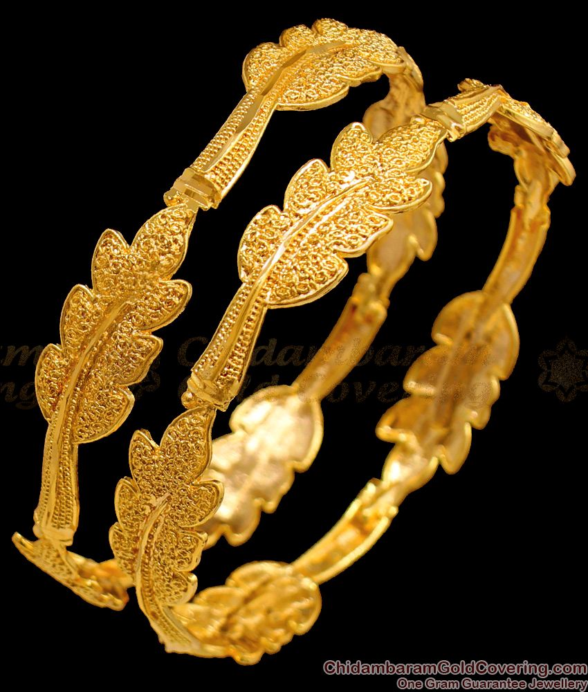 BR1374-2.8 Romanian Flower Design Attractive Set of Two Bangles For Functions