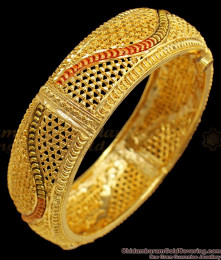 BR1384-2.4  Gold Inspired Broad Kada Enamel Forming Bangle Online