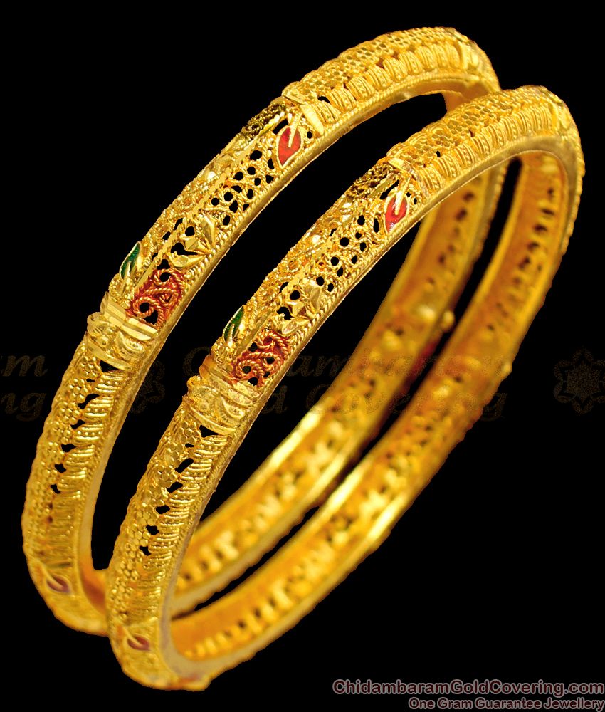 BR1389-2.8 Festival Special Collection Enamel Forming Gold Bangles For Ladies