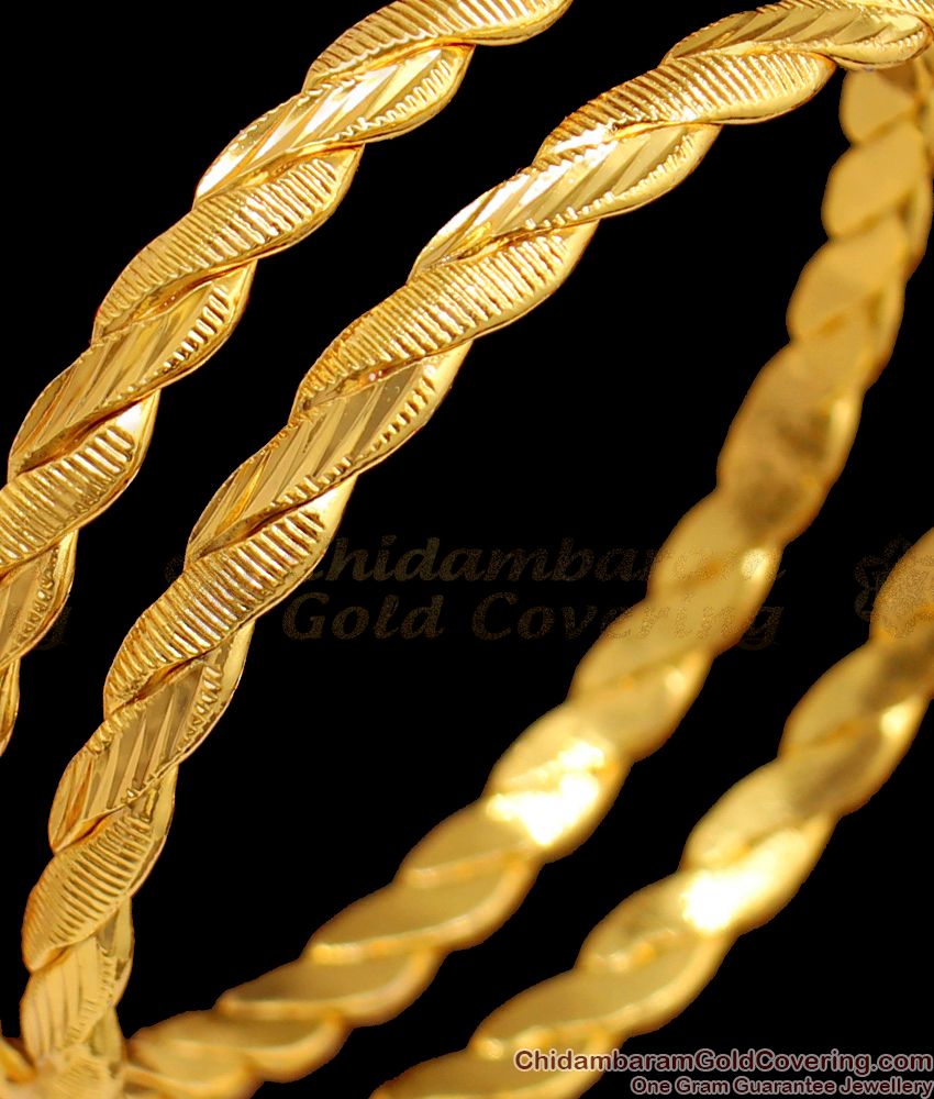 BR1396-2.6 Womens Favorite Plain Gold Plated Daily Wear Bangles Collection