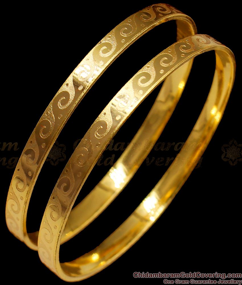 BR1399-2.8 Attractive Flower Design One Gram Gold Bangle Designs For Ladies