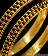 BR1400-2.6 Traditional Karugamani Gold Black Beads Design Gold Bangles For Women BR1400-2.6 Traditional Karugamani Gold Black Beads Design Gold Bangles For Women