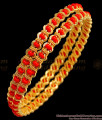 BR1403-2.6 Red Corel Gold Plated Pavala Bangles Jewelry For Ladies