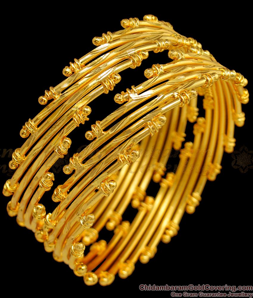 BR1404-2.4 Size Grand Gold Inspired Traditional Semiya Design Kada Bangle Online