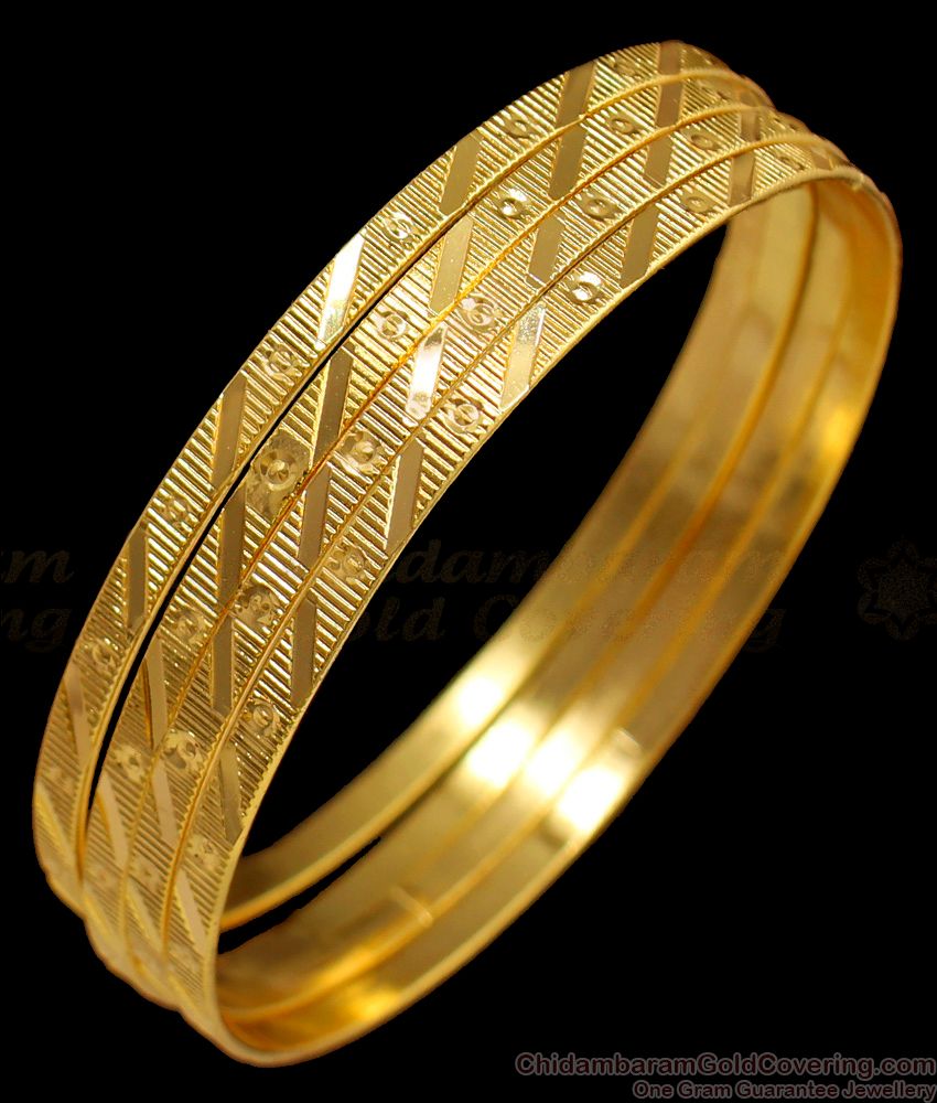 BR1407-2.8 South Indian Model Gold Covering Bangles For Women Daily Use