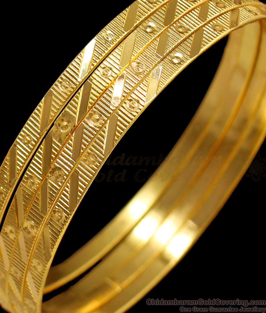 BR1407-2.4 South Indian Model Gold Covering Bangles For Women Daily Use