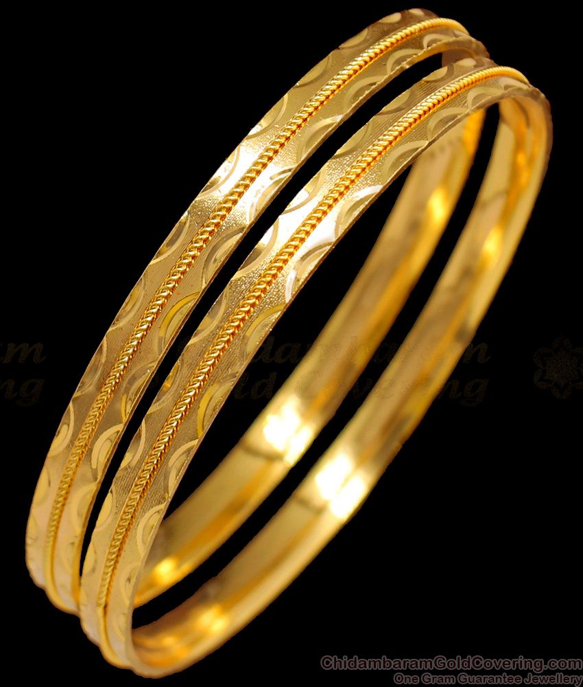 BR1409-2.8 Size Set of Two One Gram Gold Bangle Designs For Daily Use