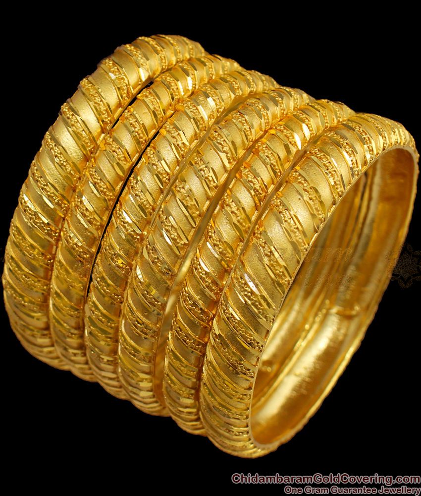 BR1411-2.10 Set Of Six Traditional Plain Twist Model Real Gold Forming Bridal Bangles