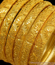 BR1412-2.8 Set Of Six Traditional Flower Model Real Gold Forming Bridal Bangles BR1412-2.8 Set Of Six Traditional Flower Model Real Gold Forming Bridal Bangles