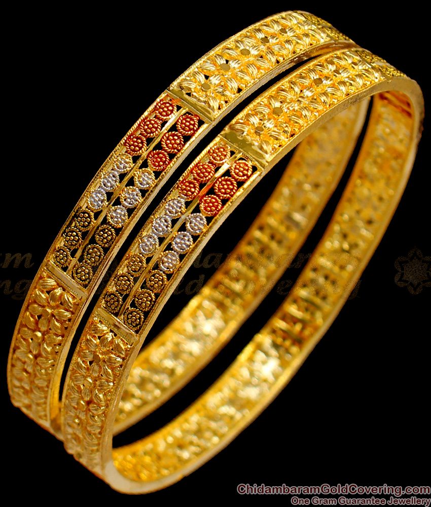 BR1415-2.6 Festival Special Rhodium Touch Enamel Forming Gold Bangles For Ladies