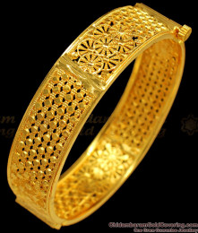 BR1416-2.8 Size Gold Kada Bangle Net Pattern Screw Type Collections